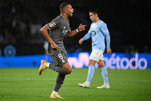 مبابي وفينيسيوس يقودان ريال مدريد لفوز صعب على سيلتا فيجو