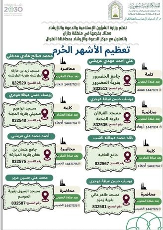 الشؤون الإسلامية في جازان تنظّم سلسلة من الكلمات الدعوية بمحافظة الطوال