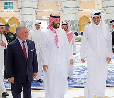 لقاء ثلاثي جمع سمو ولي العهد وملك الأردن وأمير دولة قطر